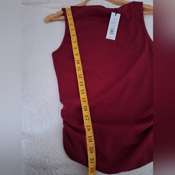 NWT MICHAEL STARS Coco Ruched Boat Neck Ultra Rib Carmine Stretch Tank XS - Picture 9 of 10